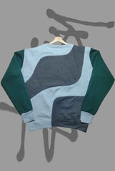 Stusy Dark Blue Combination Patch Work Prime Sweats Shirts