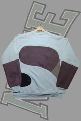 Nik Light Blue And Black Premium Patch Work V Sweats Shirts