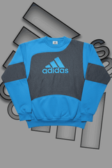Adida Premium Blue And Black Patch Work Sweats Shirts