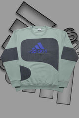 Adida Premium Silver And Black Patch Work Sweats Shirts