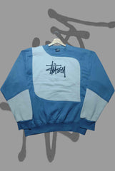Stusy Light Blue Combination Patch Work Sweats Shirts