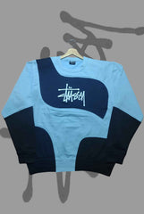 Stusy Dark Blue Combination Patch Work Premium Sweats Shirts