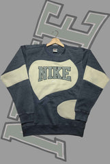 Nik Light Brown And Blue Patch Work V Sweats Shirts