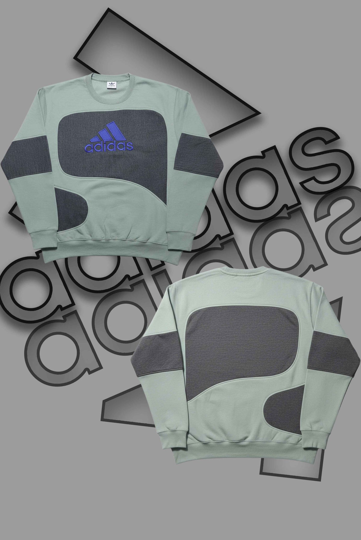 Adida Premium Silver And Black Patch Work Sweats Shirts