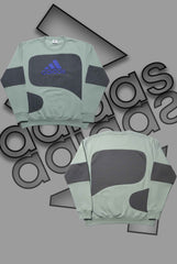 Adida Premium Silver And Black Patch Work Sweats Shirts