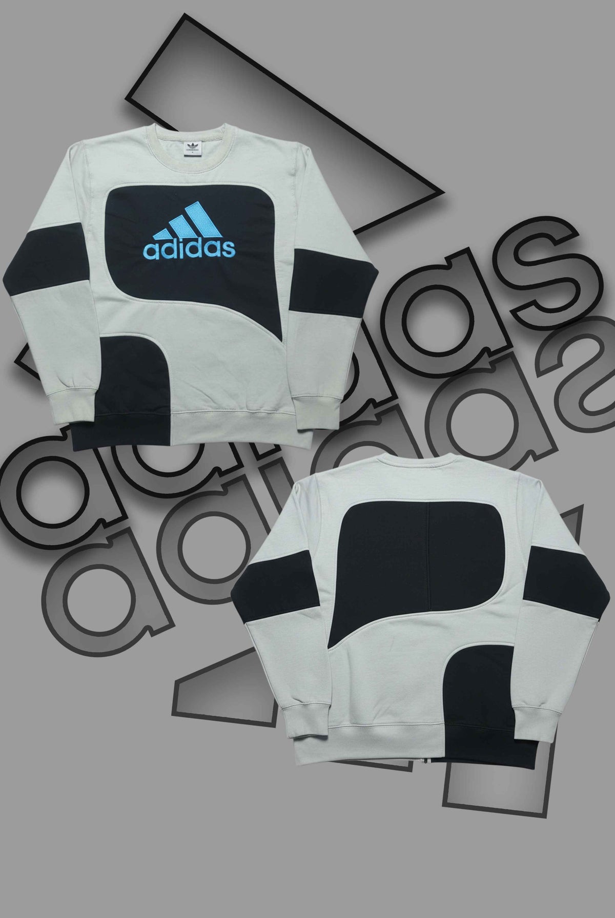 Adida Premium Silver And Black Patch Work II Sweats Shirts