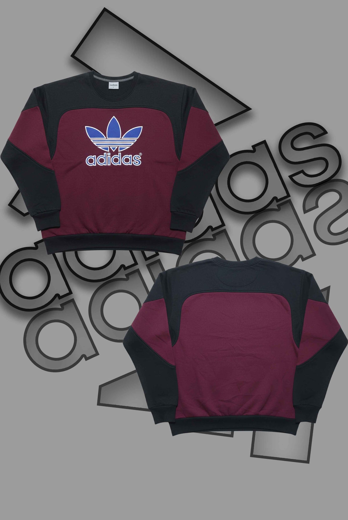 Adida Premium Maroon And Black Patch Work Sweats Shirts