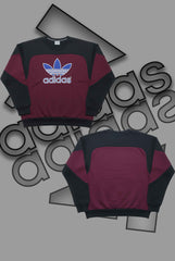 Adida Premium Maroon And Black Patch Work Sweats Shirts