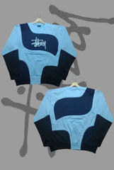 Stusy Dark Blue Combination Patch Work Premium Sweats Shirts