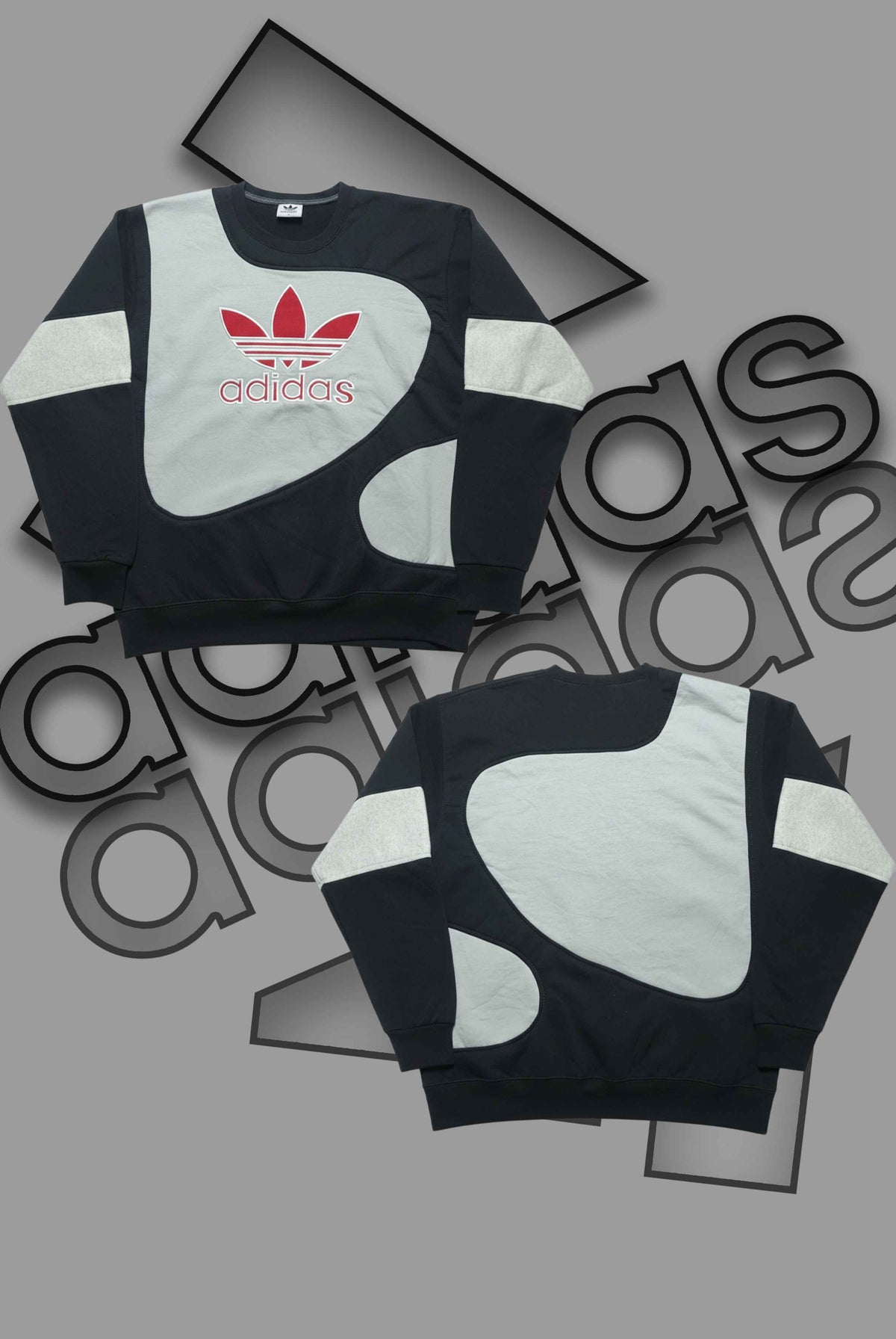 Adida Premium Silver And Black III Patch Work Sweats Shirts