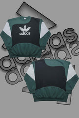 Adida Premium Green And Black Patch Work Sweats Shirts
