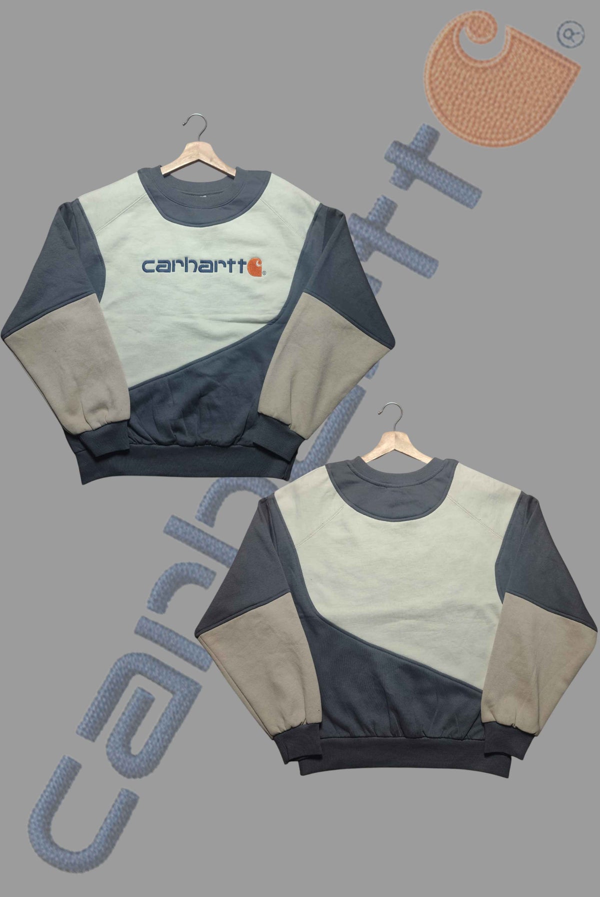 Carhart Black And Gray Patch Work II Sweats Shirts