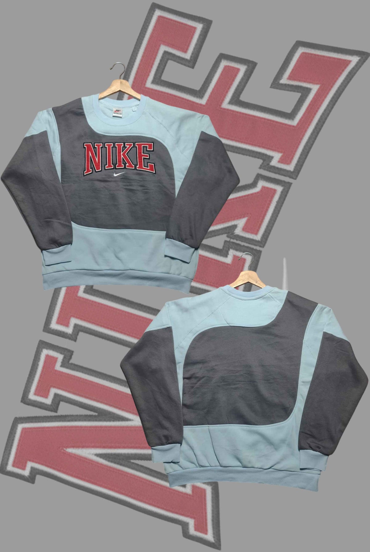 Nik Light Blue And Gray Patch Work Sweats Shirts