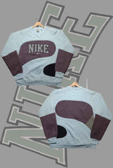 Nik Light Blue And Black Premium Patch Work V Sweats Shirts