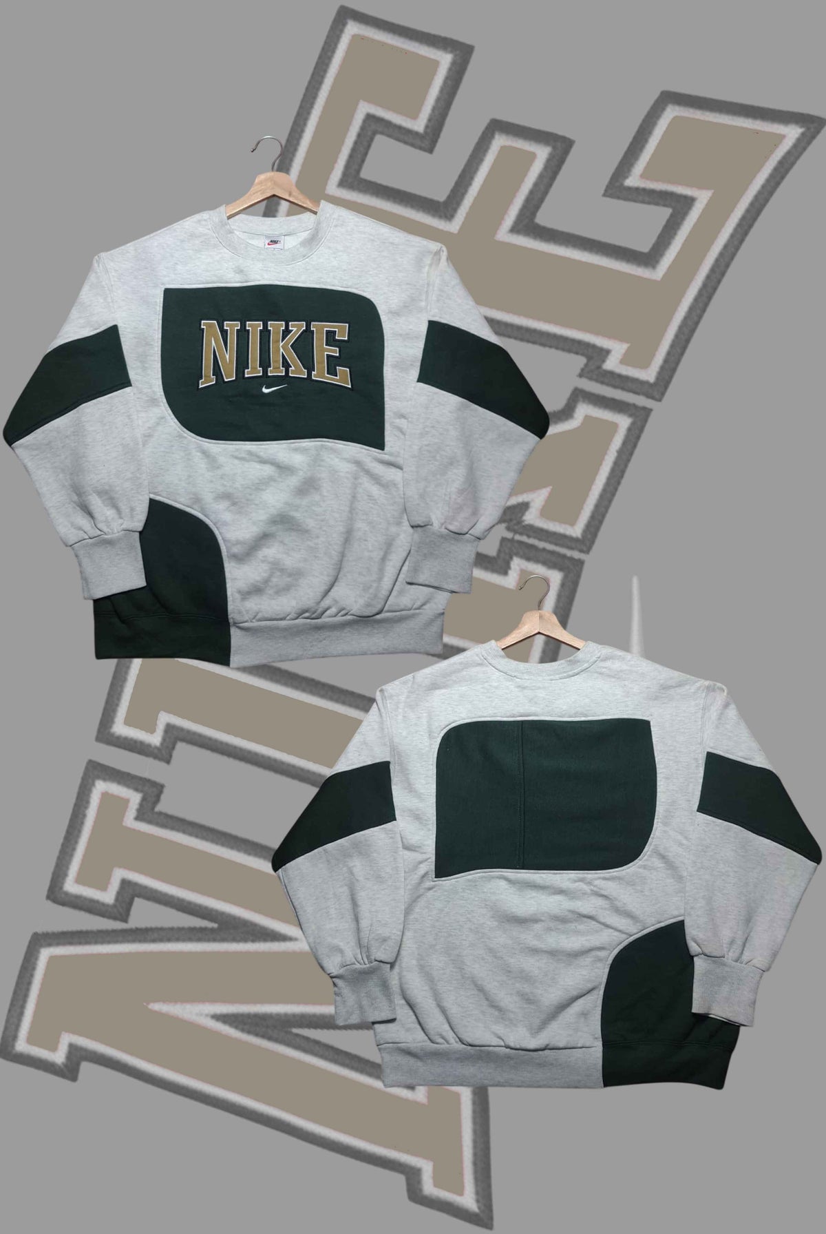 Nik Black And Gray Style Upgraded Patch Work V Sweats Shirts